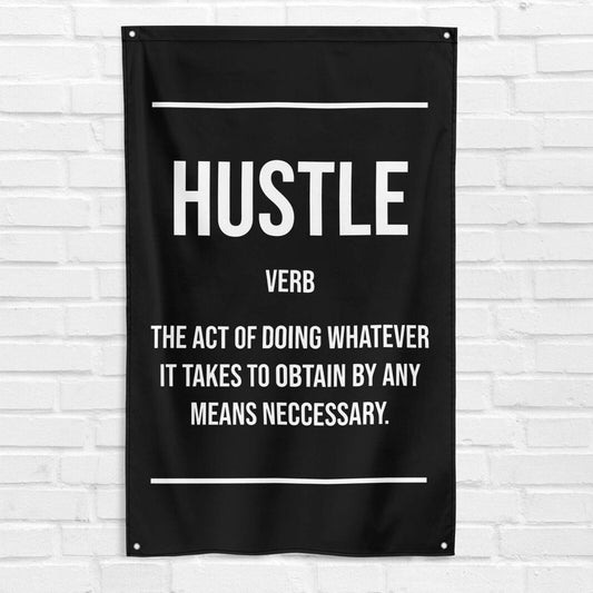 Hustle Definition 3x5 ft Gym Flag Fitness Body Building Weightlifting Muscle Workout Crossfit Exercise Motivational Banner