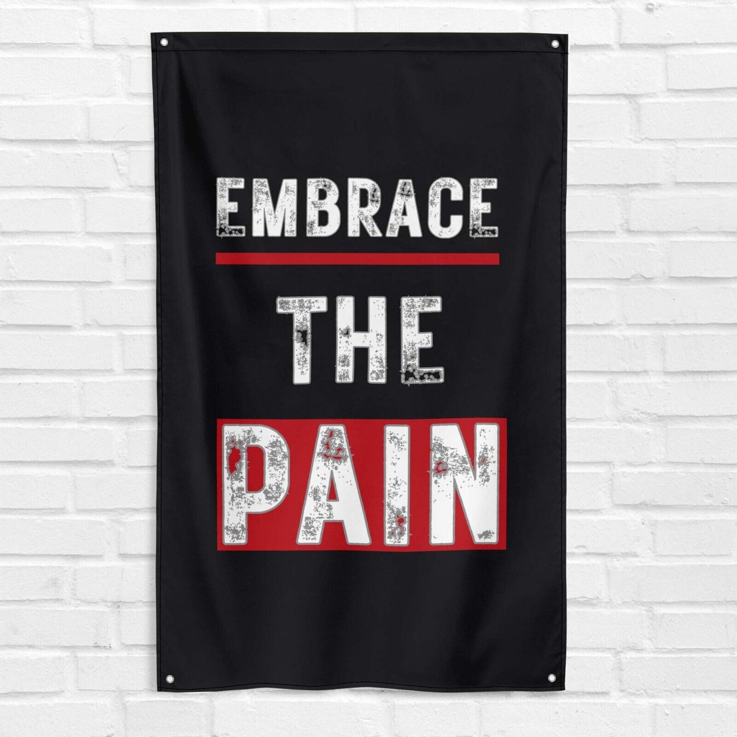 Embrace The Pain 3x5 ft Gym Flag Fitness Body Building Weightlifting Muscle Workout Crossfit Exercise Motivational Banner