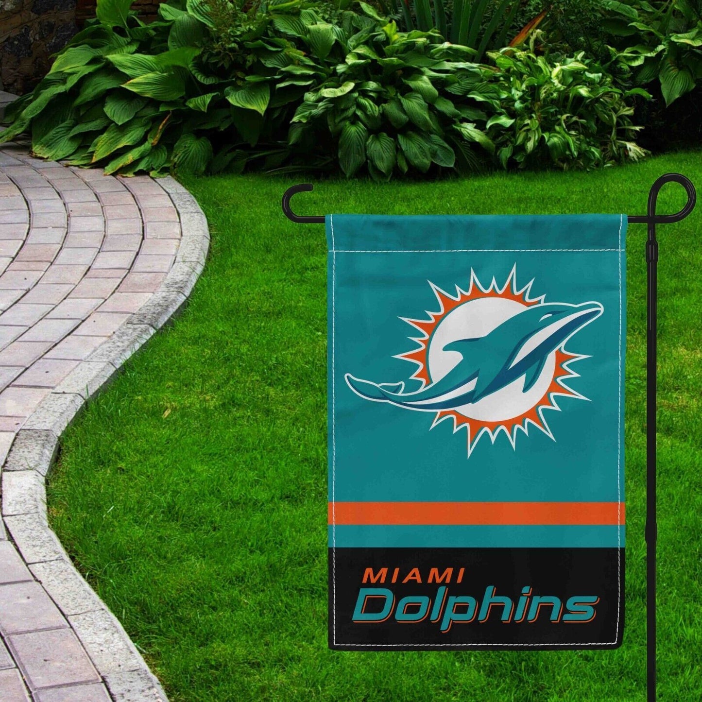 For Miami Dolphins Football Fans 12x18 Garden Flag Double Sided Yard Banner