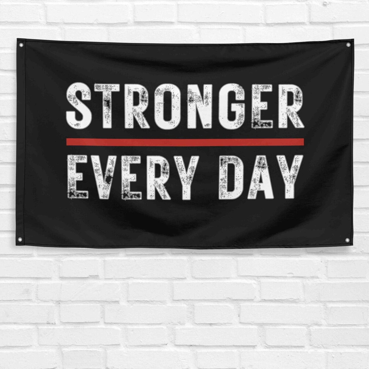 Stronger Every Day 3x5 ft Gym Flag Fitness Body Building Weightlifting Muscle Workout Crossfit Exercise Motivational Banner