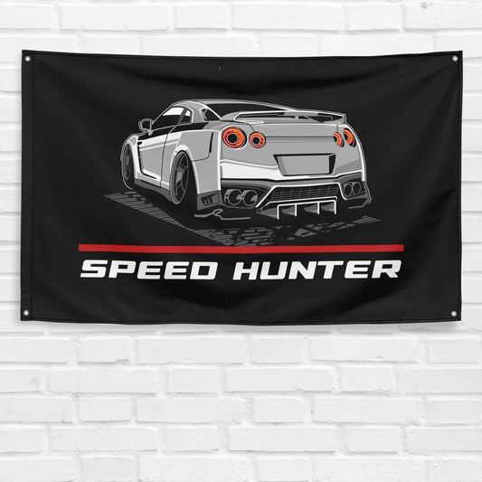 For Speed Hunter GTR Car Enthusiast 3x5 ft Flag Grandpa Dad Son Birthday Gift Man Cave Garage Wall Decor Banner