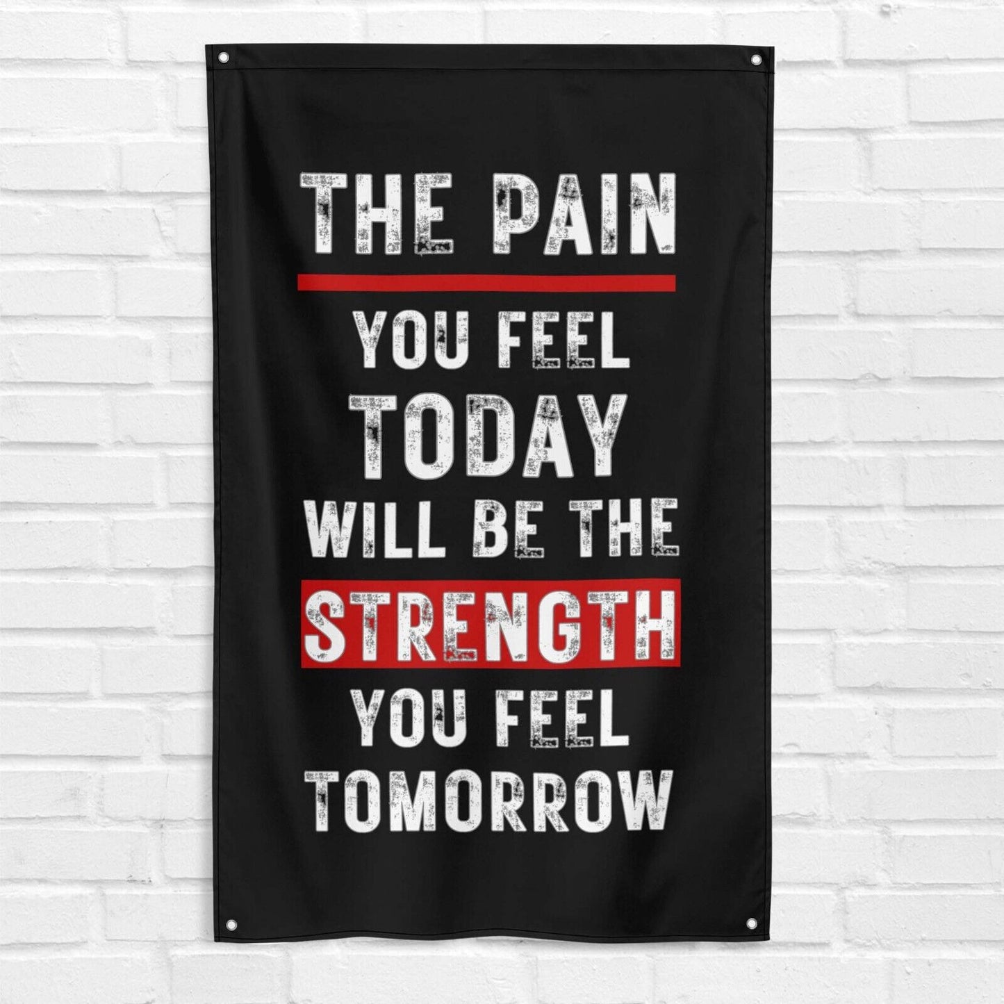 Pain vs Strength 3x5 ft Gym Flag Fitness Body Building Weightlifting Muscle Workout Crossfit Exercise Motivational Banner