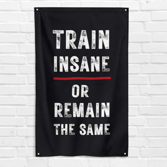 Train Insane or Remain The Same 3x5 ft Gym Flag Fitness Body Building Weightlifting Muscle Workout Crossfit Exercise Motivational Banner