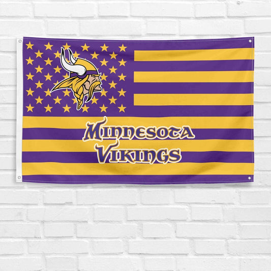 For Minnesota Vikings Football Fans 3x5 ft American Flag NFL Gift Banner