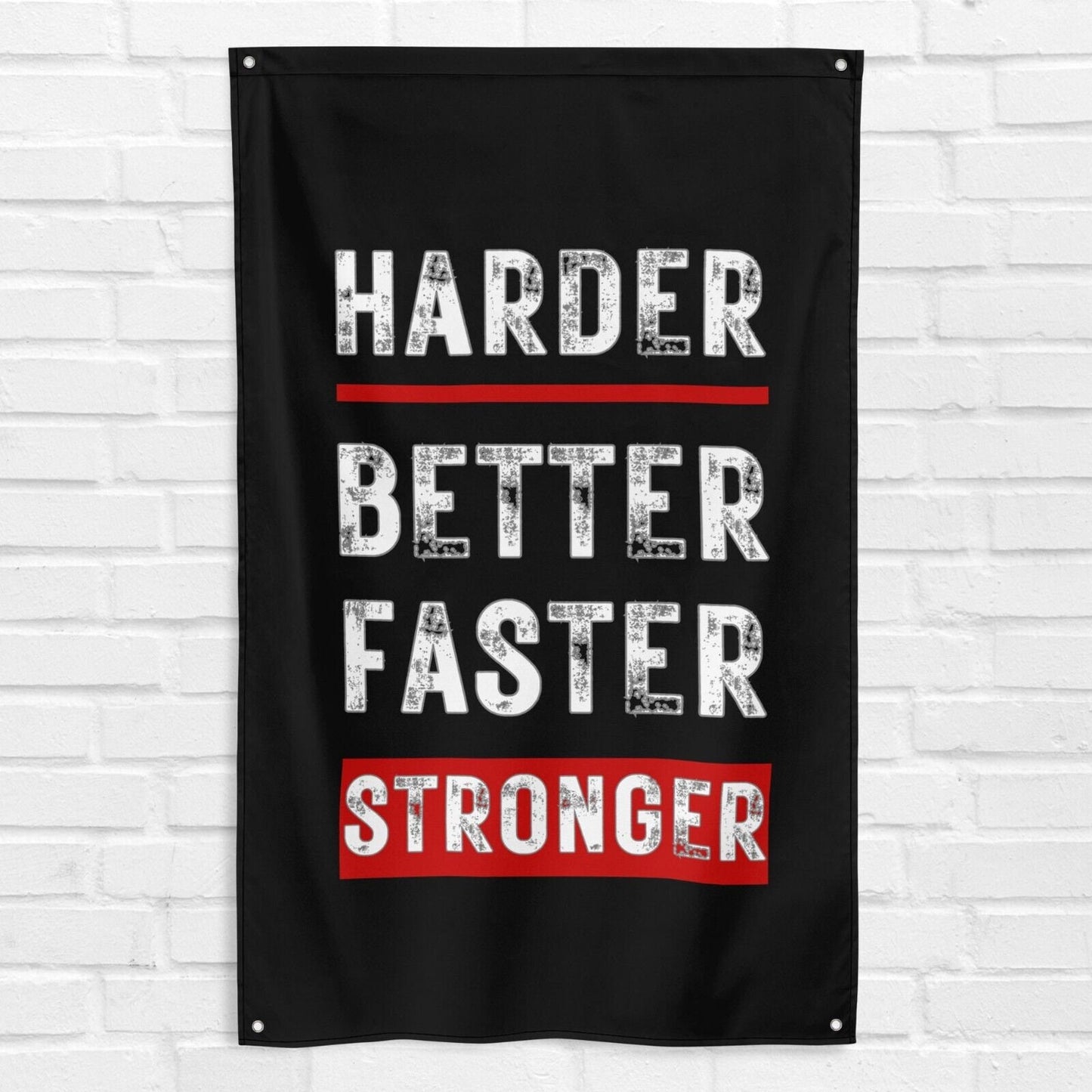 Harder Better Faster Stronger 3x5 ft Gym Flag Fitness Body Building Weightlifting Muscle Workout Crossfit Exercise Motivation Quote Banner