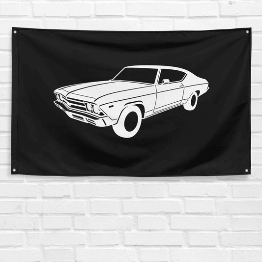 For Chevelle SS Malibu 1969 Car Enthusiast 3x5 ft Flag Grandpa Dad Son Birthday Gift Man Cave Garage Wall Decor Banner