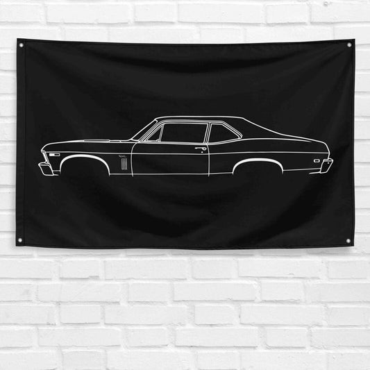 For Nova 1969 Car Enthusiast 3x5 ft Flag Grandpa Dad Son Birthday Gift Man Cave Garage Wall Decor Banner