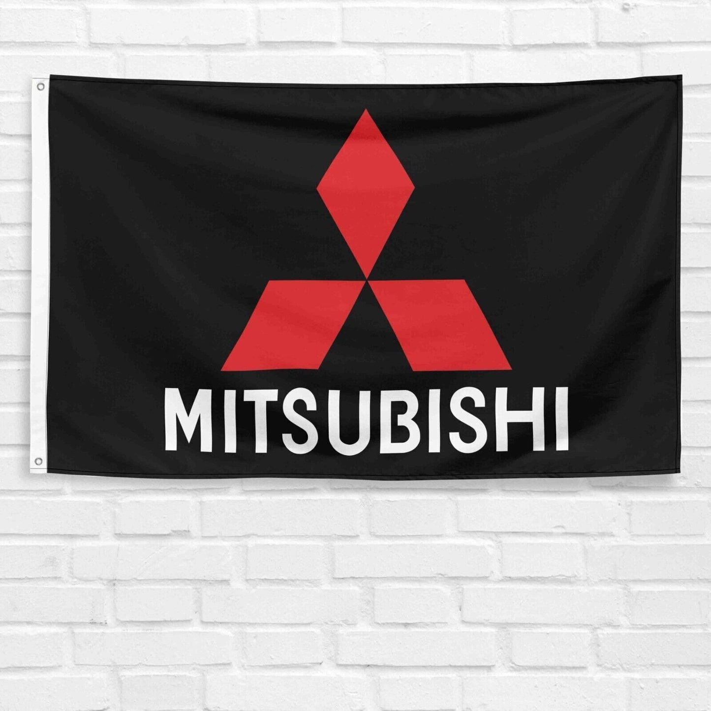 Mitsubishi Logo 3x5 ft Flag HKS JDM Ralliart 3000GT Lancer EVO Car Garage Banner