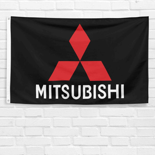 Mitsubishi Logo 3x5 ft Flag HKS JDM Ralliart 3000GT Lancer EVO Car Garage Banner