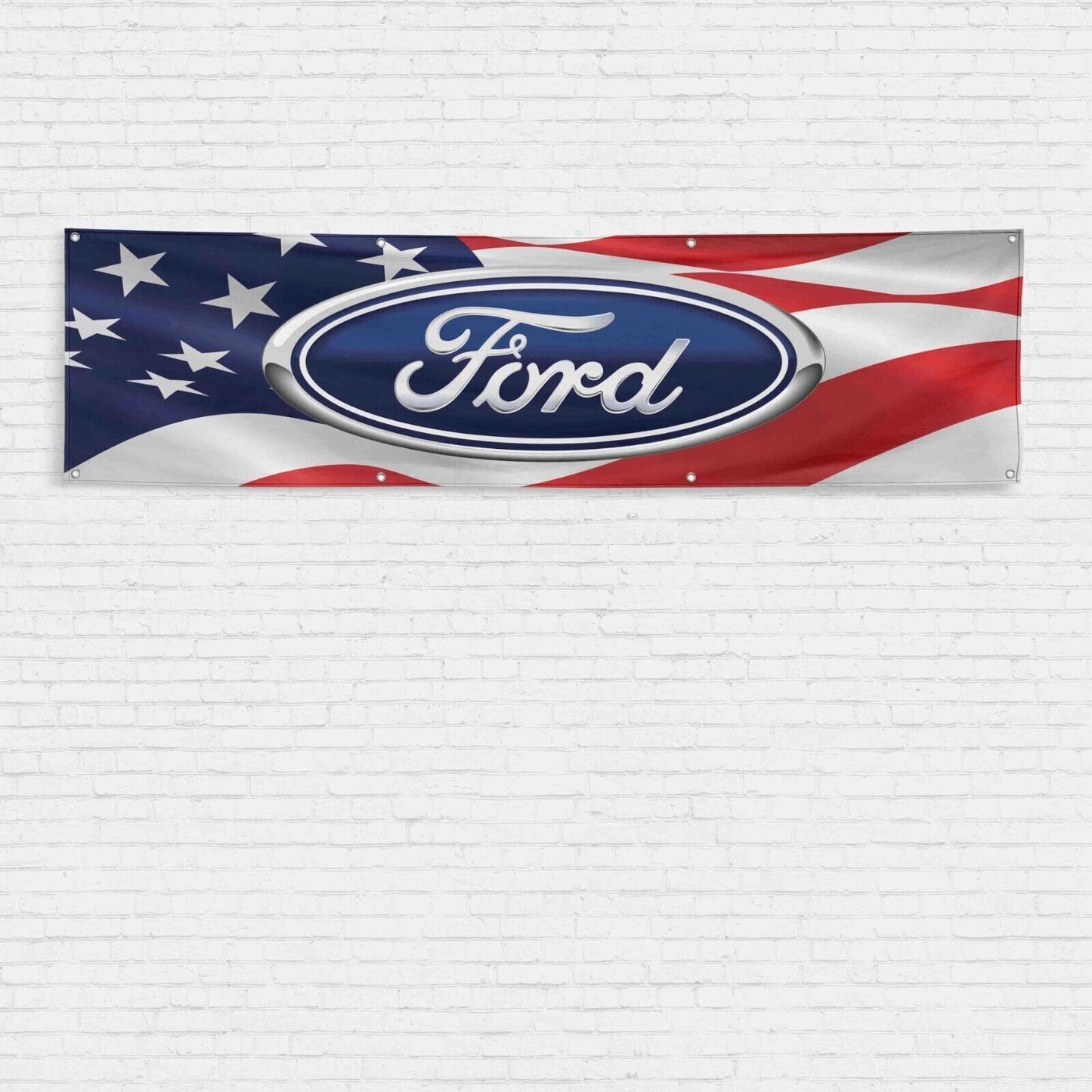 For Ford Car Truck Enthusiast 2x8 ft Flag Patriotic American USA Garage Banner