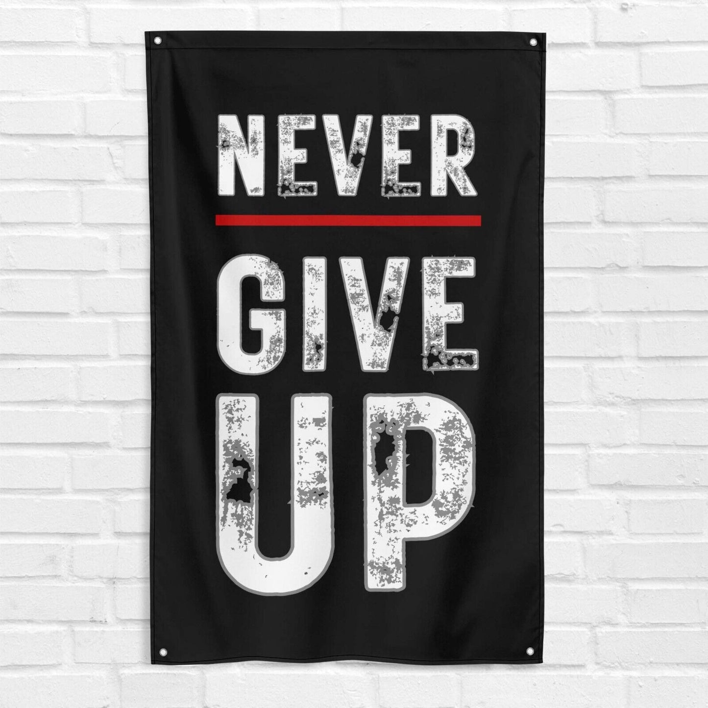 Never Give Up 3x5 ft Gym Flag Fitness Body Building Weightlifting Muscle Workout Crossfit Exercise Motivational Banner