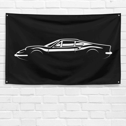 For Dino 246 GT Car Enthusiast 3x5 ft Flag Grandpa Dad Son Birthday Gift Man Cave Garage Wall Decor Banner