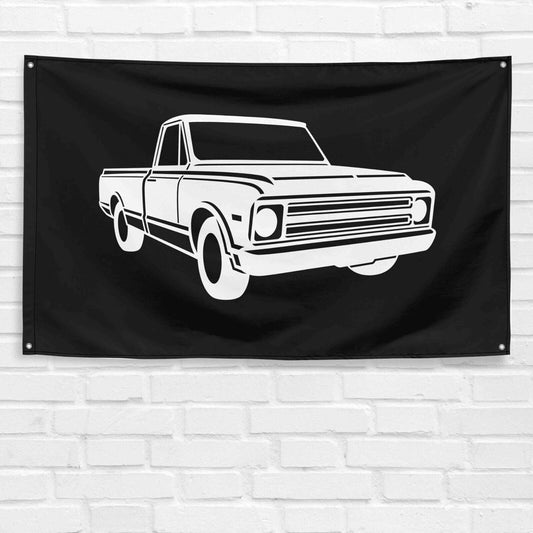 For Chevy C10 1968 Truck Enthusiast 3x5 ft Flag Grandpa Dad Son Birthday Gift Man Cave Garage Wall Decor Banner