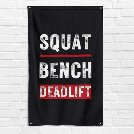 Squat Bench Deadlift 3x5 ft Gym Flag Fitness Body Building Weightlifting Muscle Workout Crossfit Exercise Motivational Banner