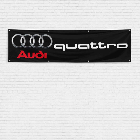 For Audi Quattro Car Enthusiast 2x8 ft Flag Racing Show Garage Man Cave Banner