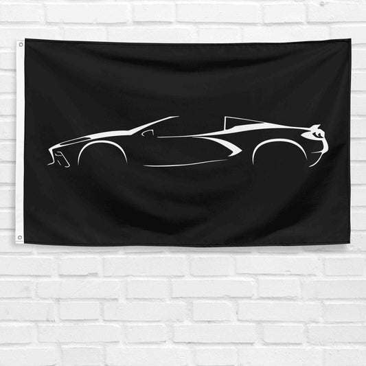 For C8 Corvette Stingray Car Enthusiast 3x5 ft Flag Grandpa Dad Son Birthday Gift Man Cave Garage Wall Decor Banner