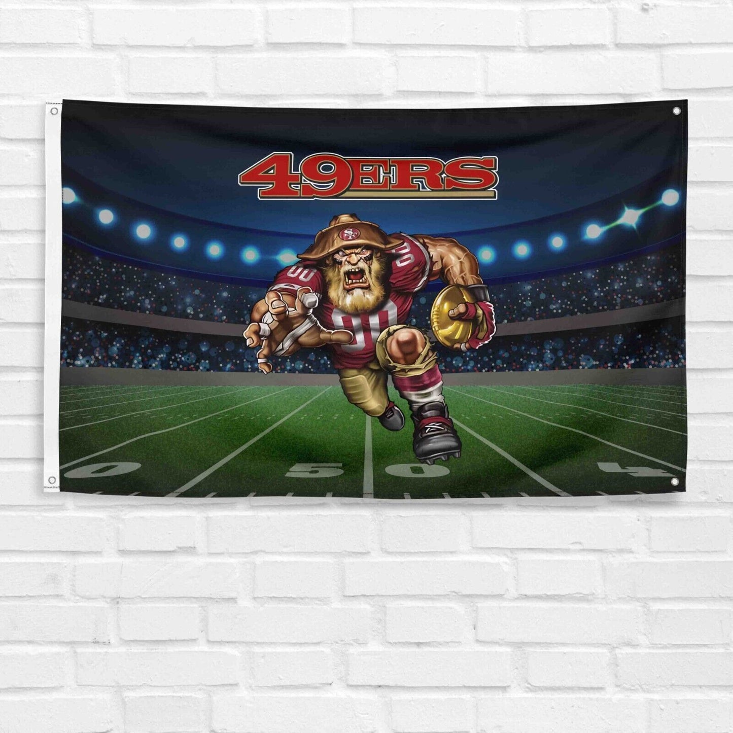 For San Francisco 49ers Football Fans 3x5 ft Mascot Flag NFL Gift Banner