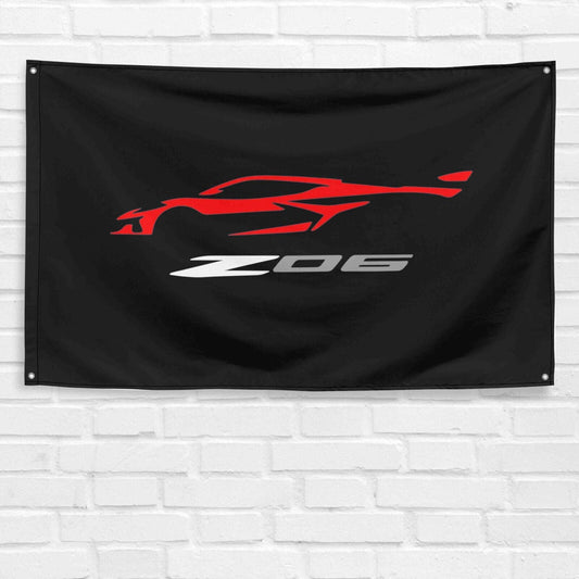 For Corvette Z06 Car Enthusiast 3x5 ft Flag Grandpa Dad Son Birthday Gift Man Cave Garage Wall Decor Banner