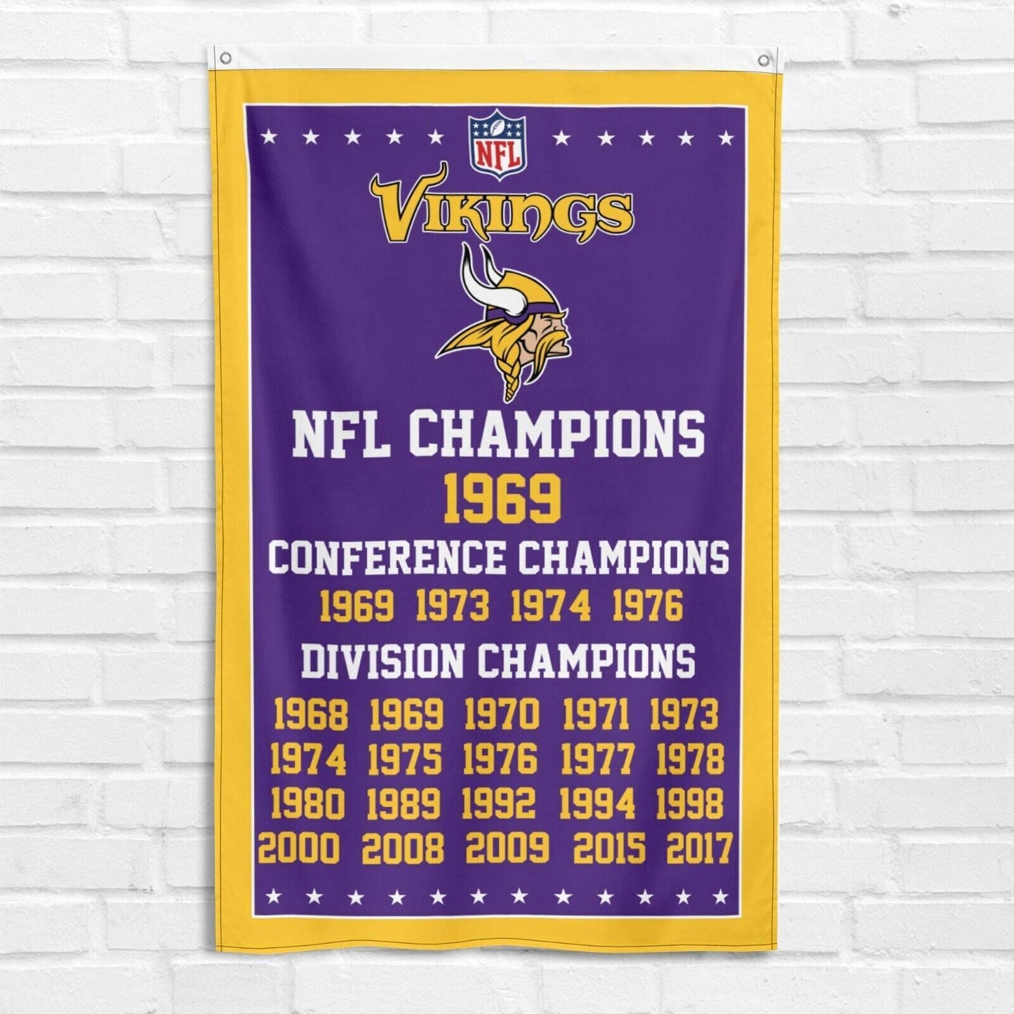 For Minnesota Vikings 3x5 ft Banner NFL Conference Division Champions Flag