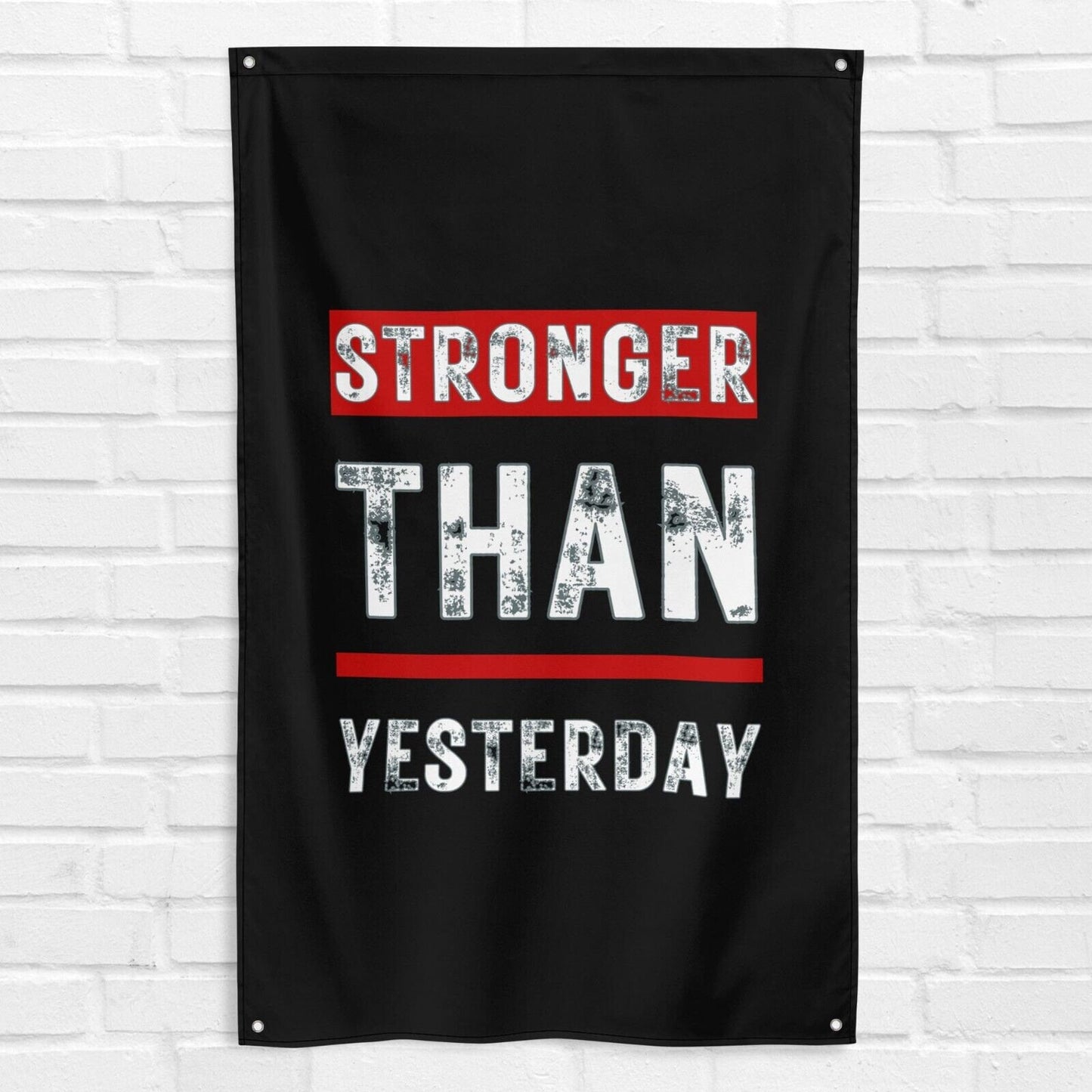 Stronger Than Yesterday 3x5 ft Gym Flag Fitness Body Building Weightlifting Muscle Workout Crossfit Exercise Motivation Quote Banner