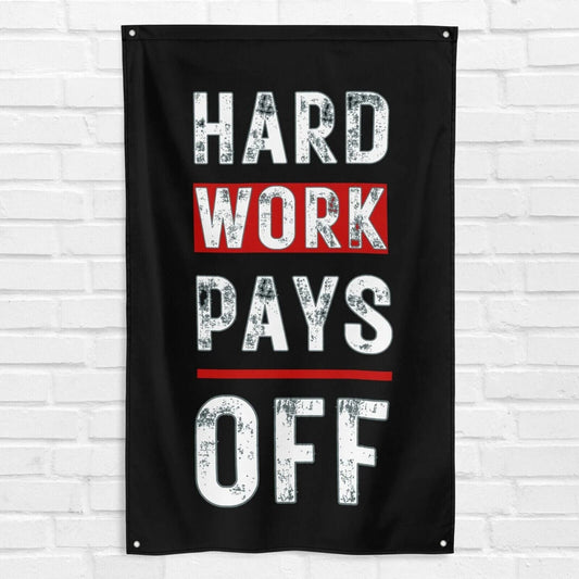 Hard Work Pays Off 3x5 ft Gym Flag Fitness Body Building Weightlifting Muscle Workout Crossfit Exercise Motivational Banner