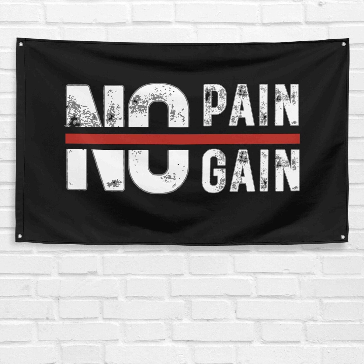 No Pain No Gain 3x5 ft Gym Flag Fitness Body Building Weightlifting Muscle Workout Crossfit Exercise Motivational Banner