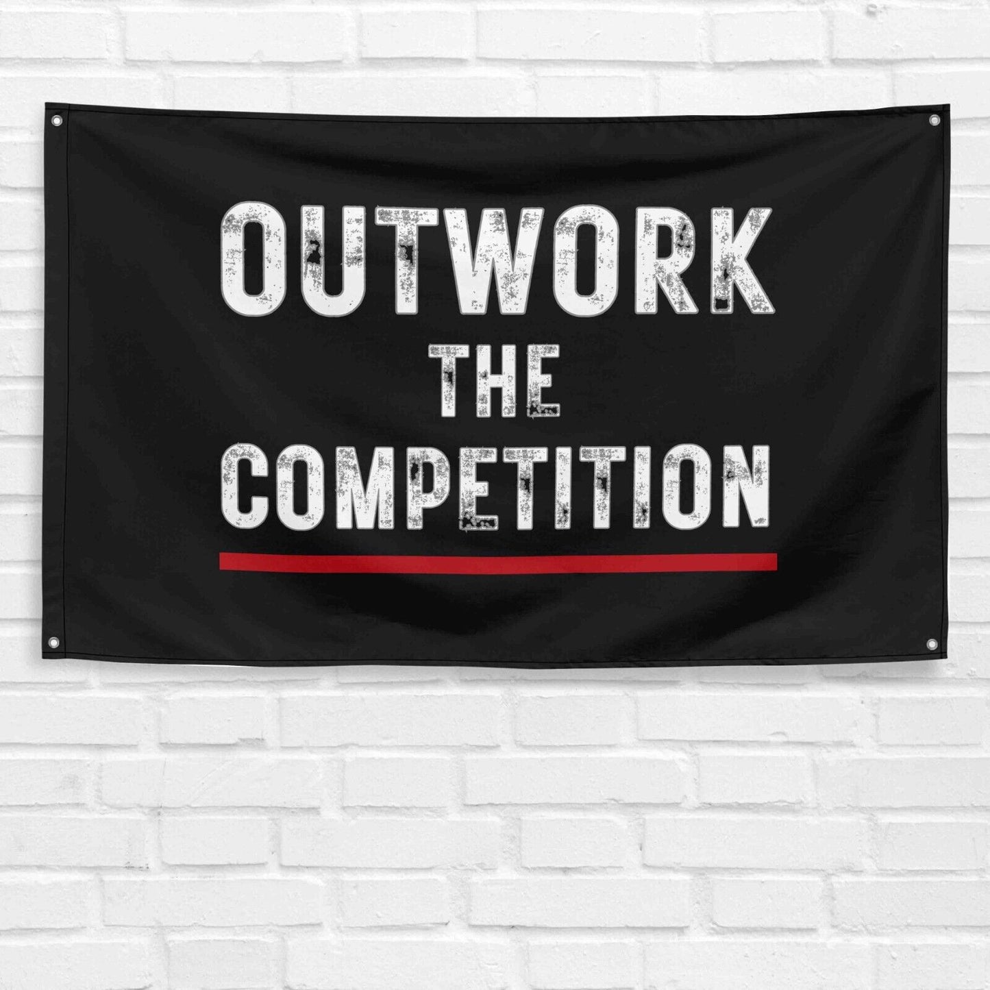 Outwork The Competition 3x5 ft Gym Flag Fitness Body Building Weightlifting Muscle Workout Crossfit Exercise Motivational Banner