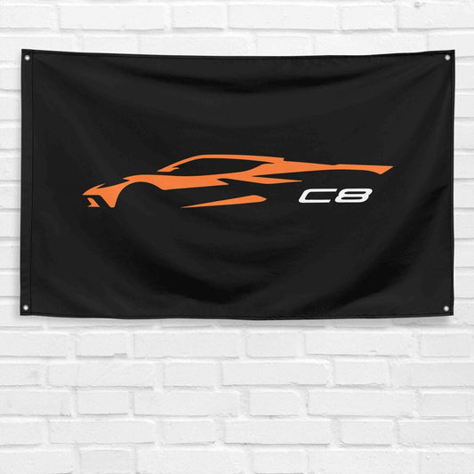 For Corvette C8 Car Enthusiast 3x5 ft Flag Grandpa Dad Son Birthday Gift Man Cave Garage Wall Decor Banner