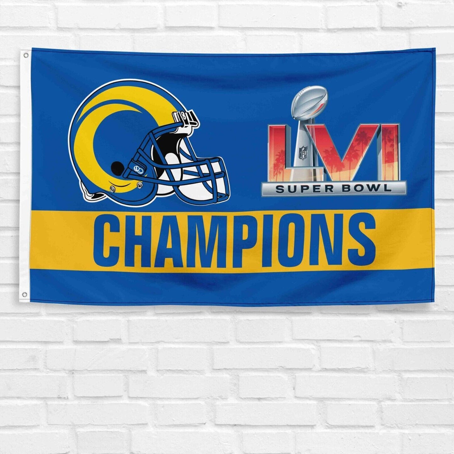 Los Angeles Rams 3x5 ft Flag Super Bowl LVI Champions NFL Football Helmet Banner