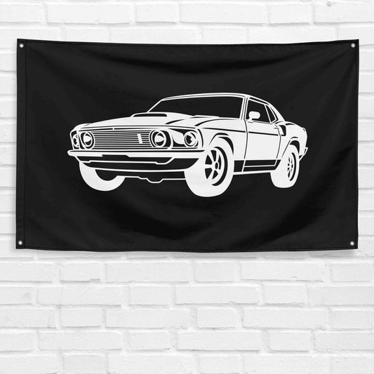 For Mustang 1969 Fastback Car Enthusiast 3x5 ft Flag Grandpa Dad Son Birthday Gift Man Cave Garage Wall Decor Banner