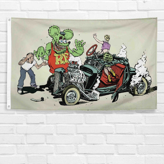 Rat Fink Flag 3x5 ft Matco Cloth Hot Rod Ford Chevy Mustang Mopar Banner