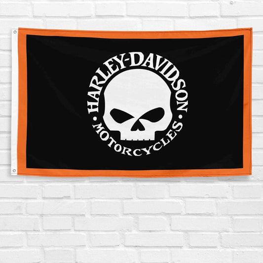 Harley Davidson Motorcycle Skull Flag 3x5 ft Legendary Banner Garden Garage Sign