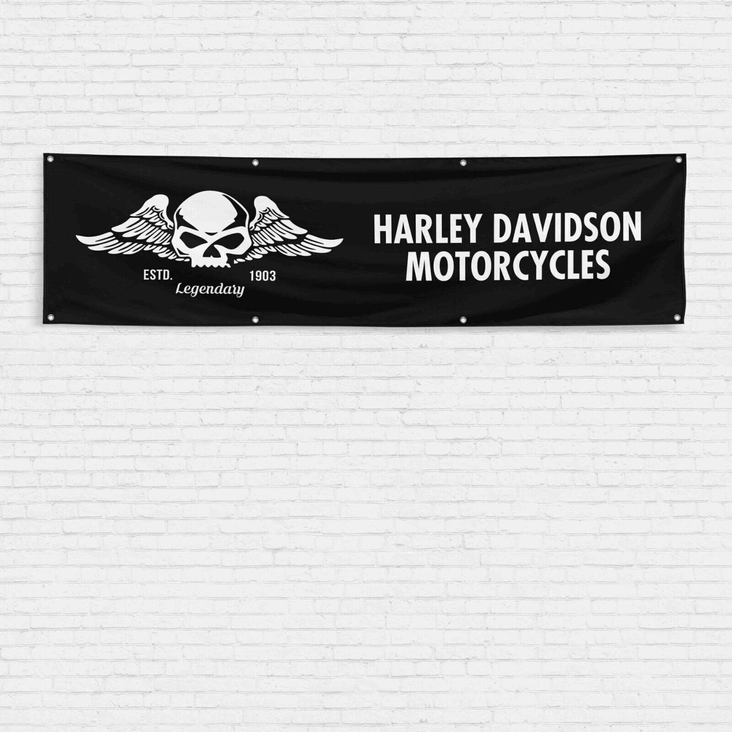 For Harley Davidson Motorcycle Enthusiasts 2x8 ft Flag Garden Garage Wall Banner