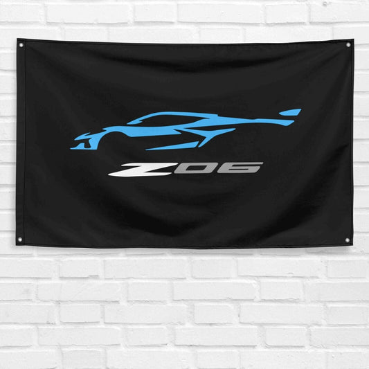 For Corvette Z06 Car Enthusiast 3x5 ft Flag Grandpa Dad Son Birthday Gift Man Cave Garage Wall Decor Banner