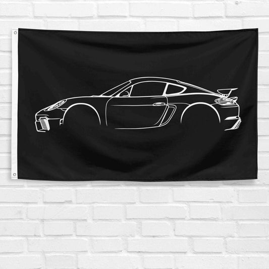 For 718 Cayman GT4 Car Enthusiast 3x5 ft Flag Grandpa Dad Son Birthday Gift Man Cave Garage Wall Decor Banner