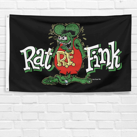 For Rat Fink Fans 3x5ft Flag Matco Cloth Hot Rod Ford Chevy Mustang Mopar Banner