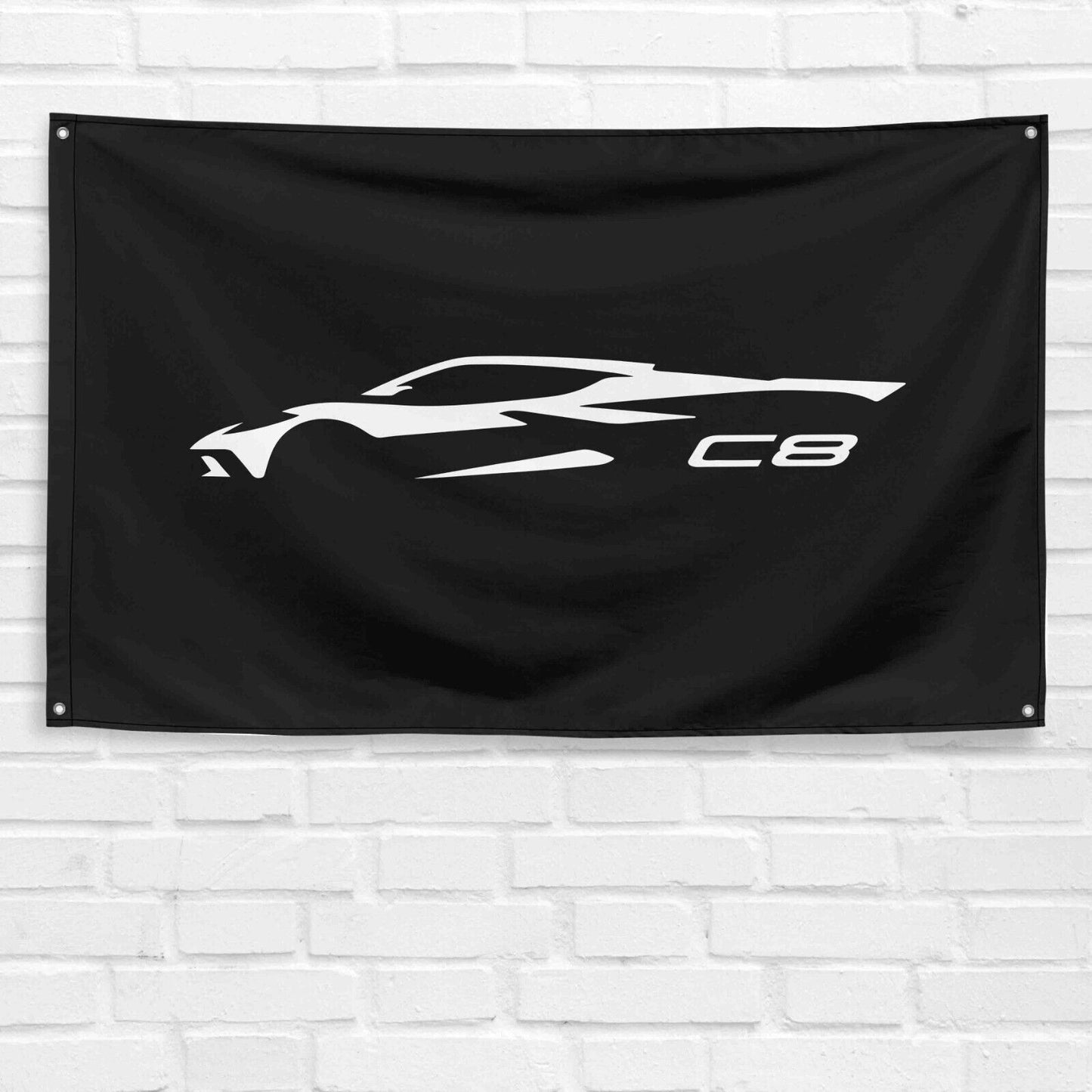 For Corvette C8 Car Enthusiast 3x5 ft Flag Grandpa Dad Son Birthday Gift Man Cave Garage Wall Decor Banner