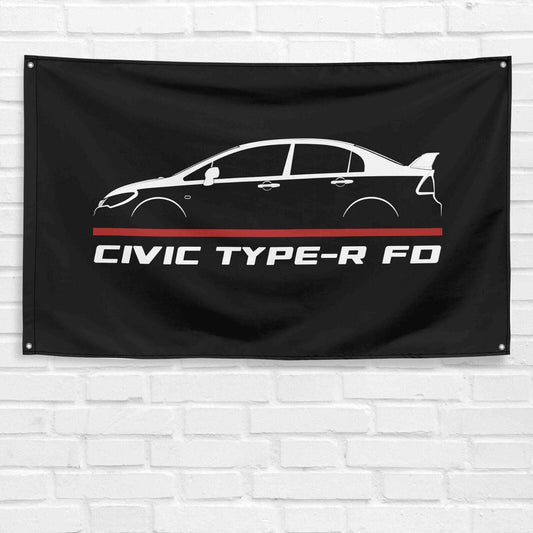 For Civic Type-R FD 2007-2010 Car Enthusiast 3x5 ft Flag Grandpa Dad Son Birthday Gift Man Cave Garage Wall Decor Banner