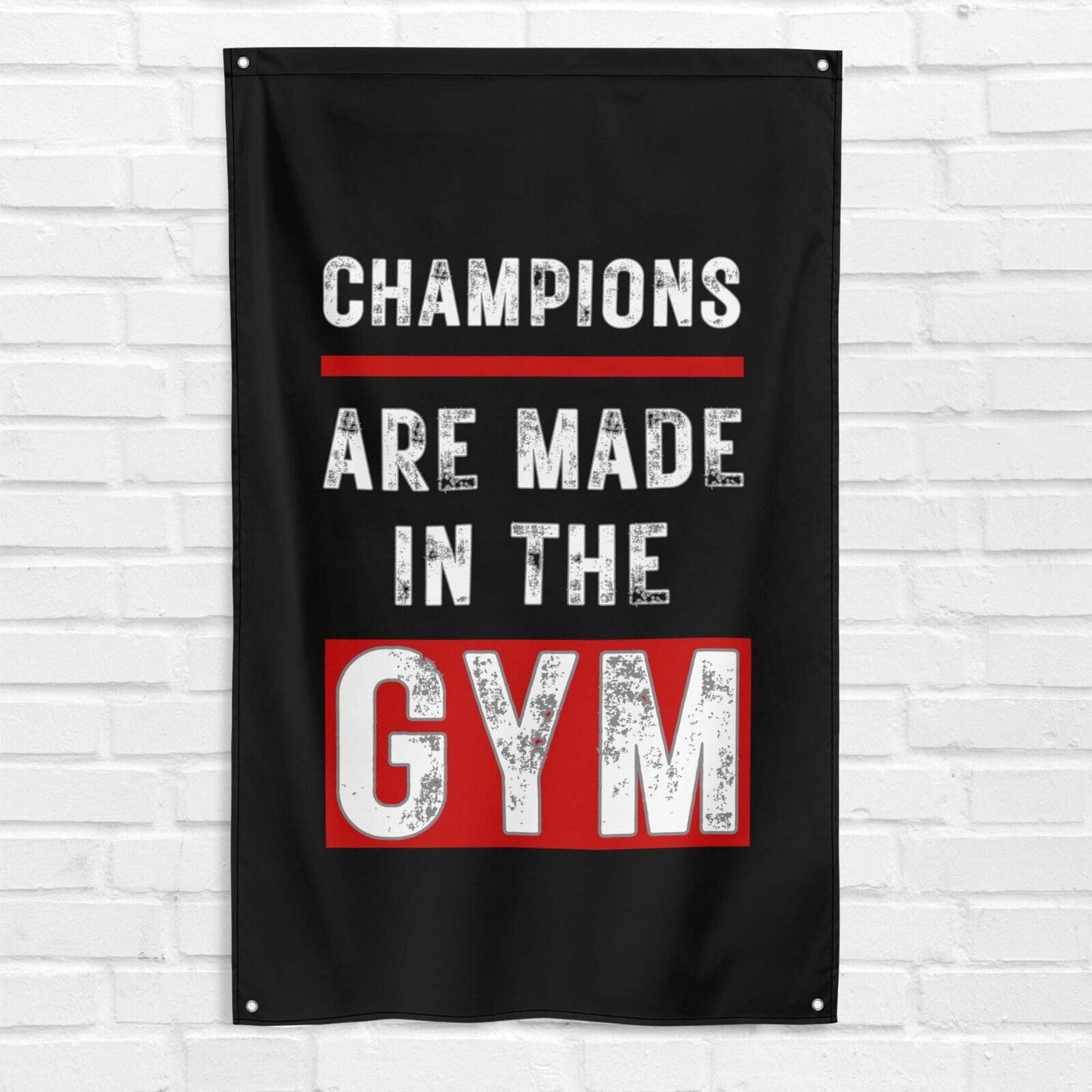 Champions Are Made in The Gym 3x5 ft Flag Fitness Body Building Weightlifting Muscle Workout Crossfit Exercise Motivational Banner