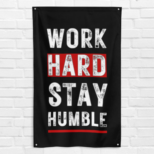 Work Hard Stay Humble 3x5 ft Gym Flag Fitness Body Building Weightlifting Muscle Workout Crossfit Exercise Motivational Banner