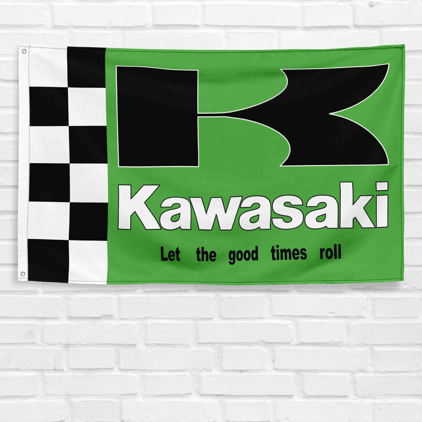 Kawasaki Motorcycle Flag 3x5 ft Banner Logo Racing Car Garage Wall Decor Sign