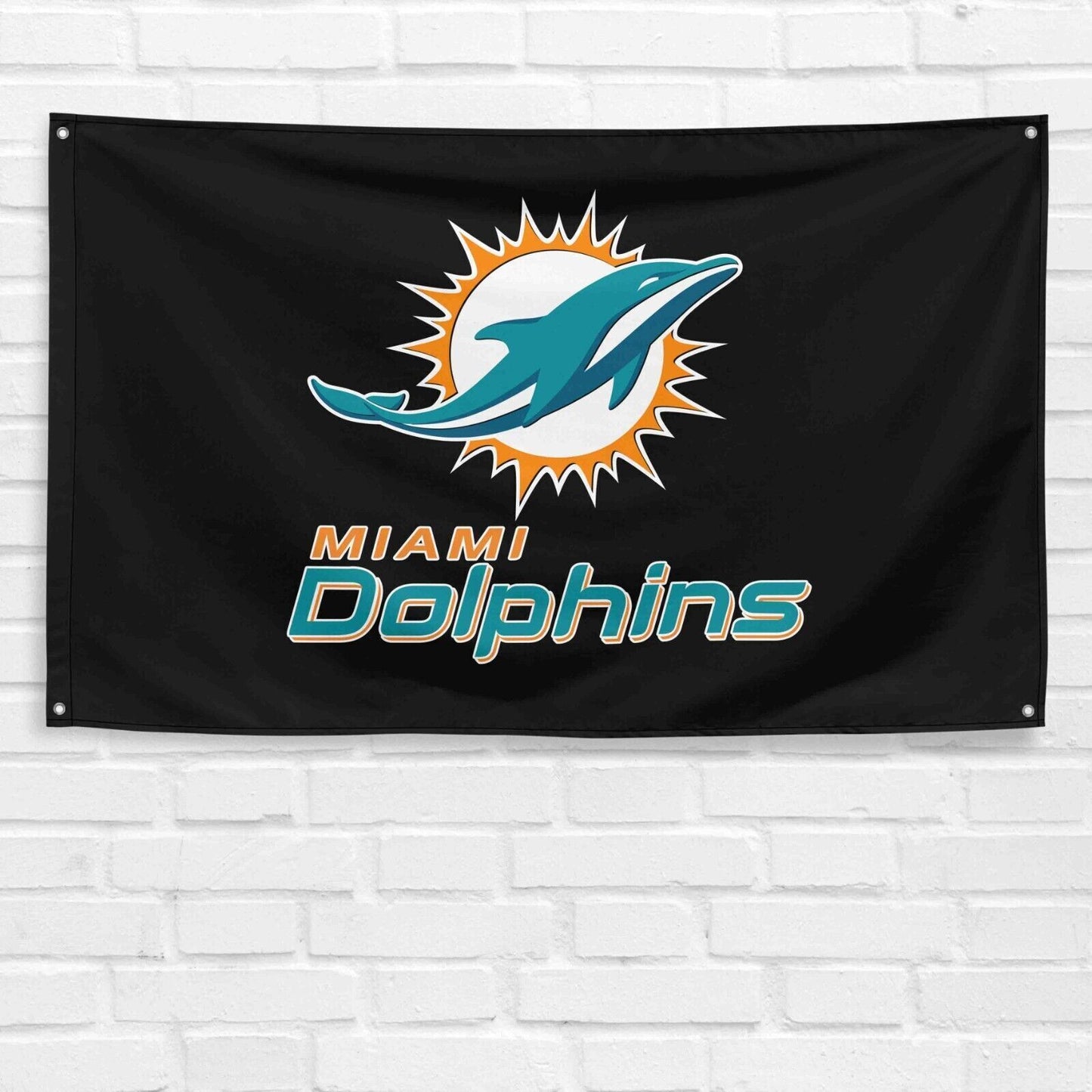 For Miami Dolphins Football Fans 3x5 ft Black Flag NFL Gift Banner